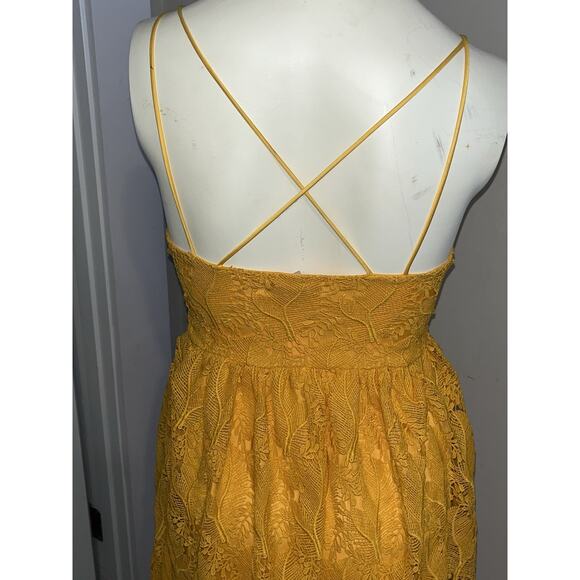 H&M Mustard Yellow Floral Lace Dress Women's Size Small NEW NWT - Picture 8 of 13
